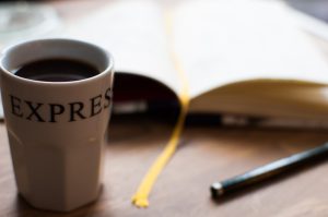 Tools of creativity: coffee, my journal and pencil
