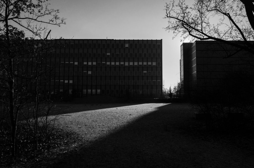urban clearing, ray of light between buildungs