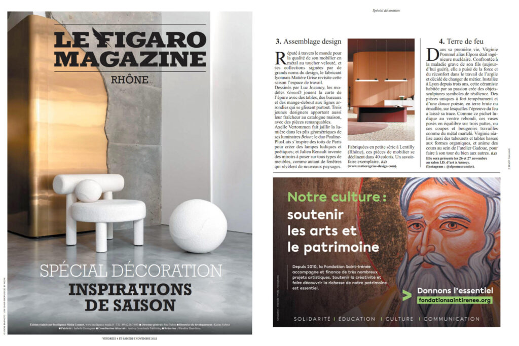 Figaro Magazine du 4 novembre 2022 - On y parle d'Elpom Ceramics